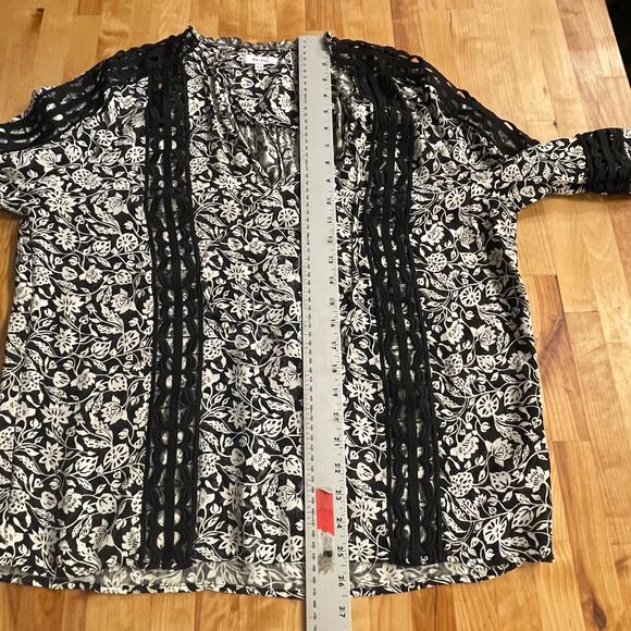 Reiss Top Womens Florence Floral Lace Inset Blouse Sz 8 Boho Tie Ruffle Viscose - Picture 9 of 9